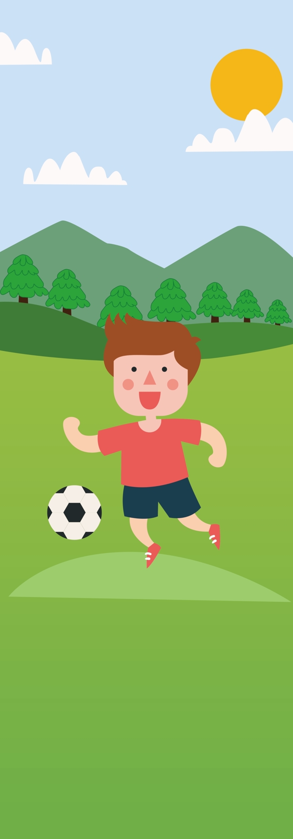 卡通儿童小朋友踢足球玩耍运动