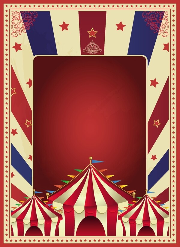 复古风格的马戏团的海报设计矢量图03