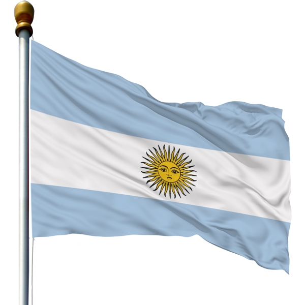 带旗杆的阿根廷国旗