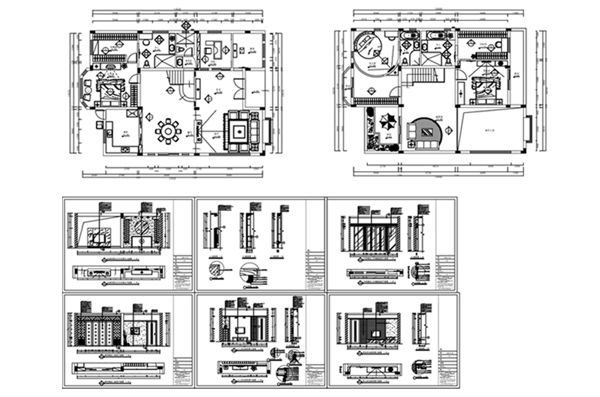 跃层户型CAD施工图纸