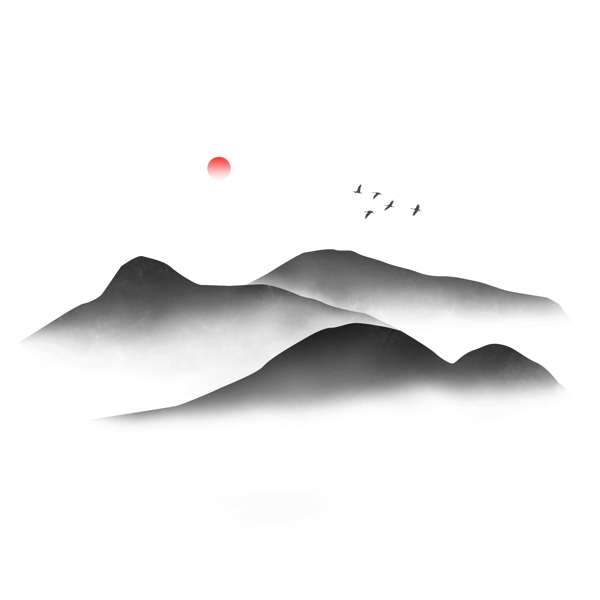 黑色簡(jiǎn)約風(fēng)精品水墨山可商用元素