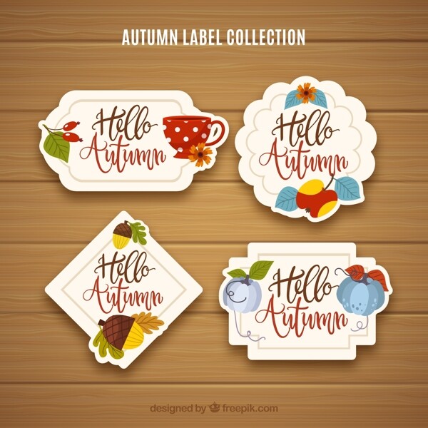 4款彩色秋季标签设计