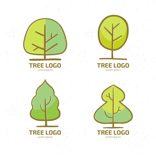 4款创意卡通树logo图案装饰