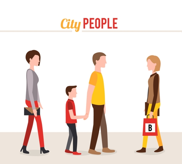 卡通城市人物设计矢量图
