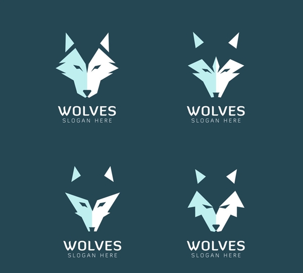 4款抽象狼头像标志矢量素材