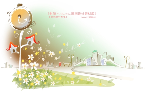 夢(mèng)幻風(fēng)景HanMaker韓國(guó)設(shè)計(jì)素材庫(kù)背景花紋底紋抽象線條