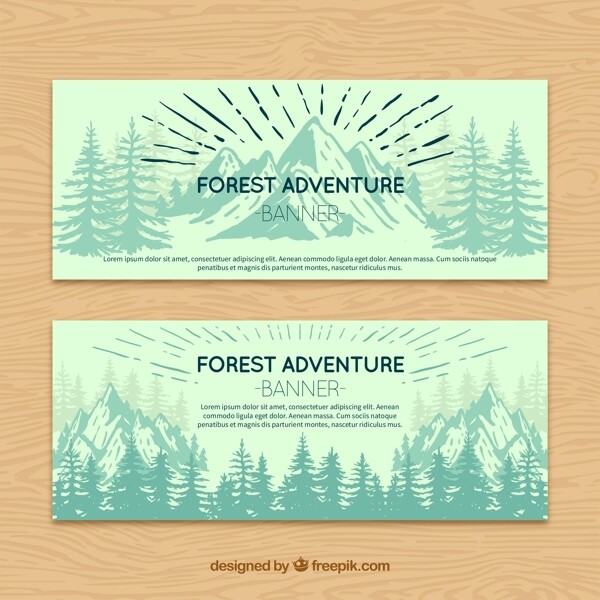 手绘森林素材卡片