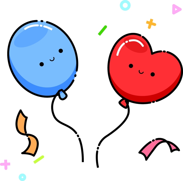 蓝红色生日气球