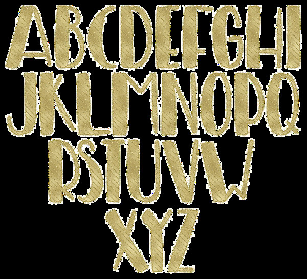 26个金色长条艺术字母