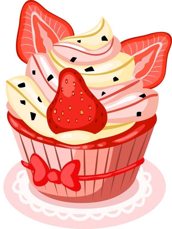 矢量草莓冰淇淋元素