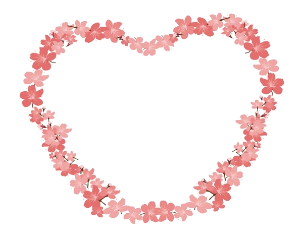 粉色心形樱花花瓣插图