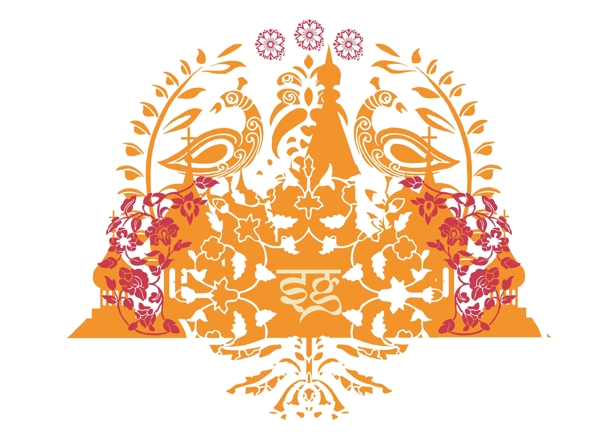 印花矢量圖動(dòng)物橙色花紋民族免費(fèi)素材