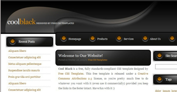 黑色设计风格BLOG网页模板