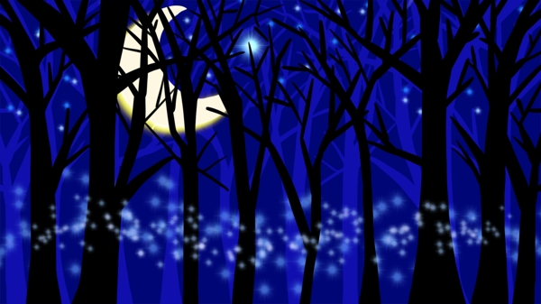 晚安你好之森林手绘插画背景