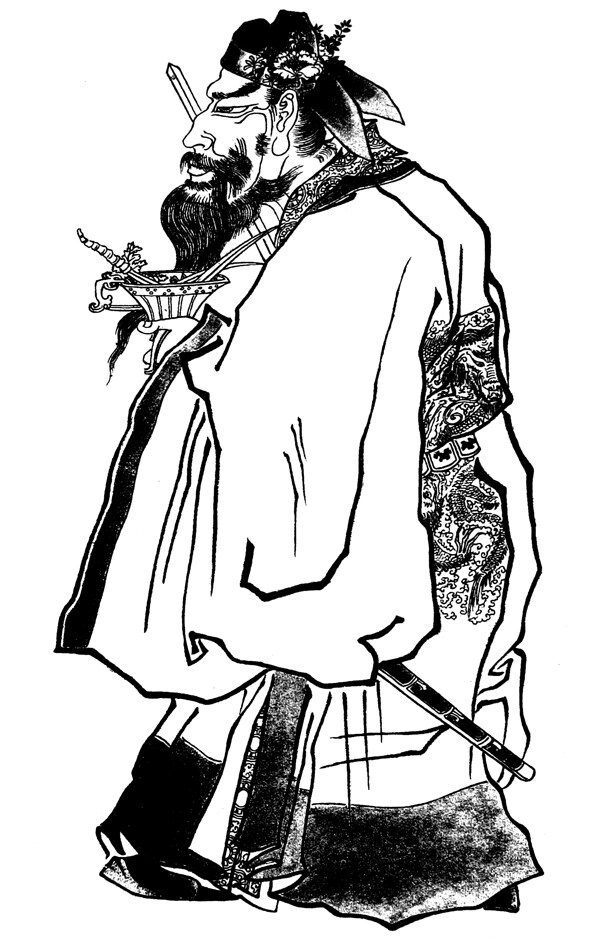 鐘馗圖白描圖片
