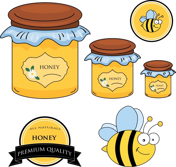 卡通蜜蜂与蜂蜜标签