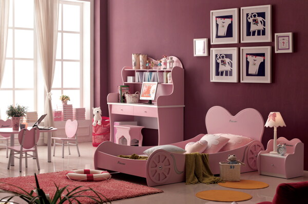 粉色儿童房装饰效果图片