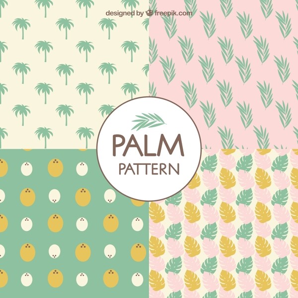 用柔和的颜色采集棕榈树图案