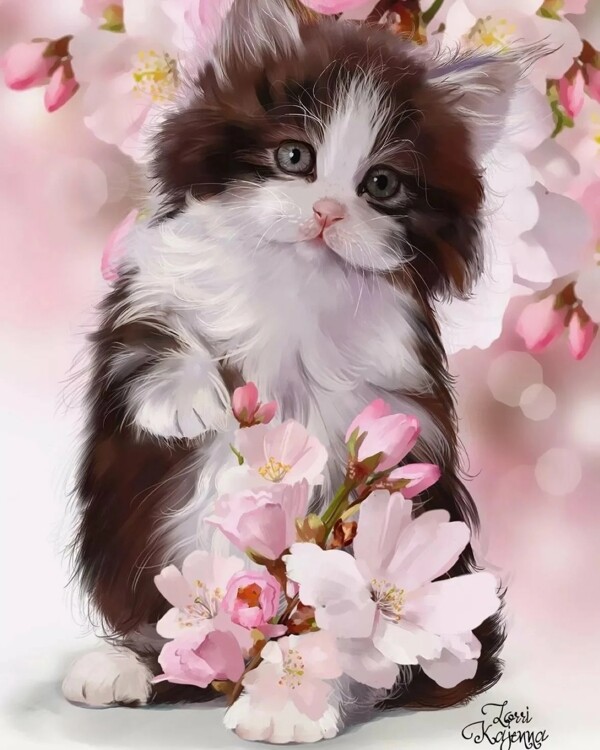 猫咪手绘花