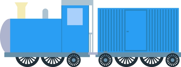 蓝色蒸汽火车插画