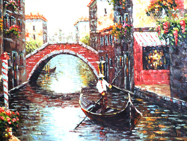 威尼斯风景油画图片