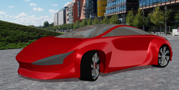 红色赛车3D风格的作品