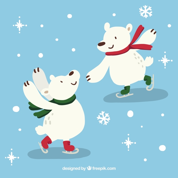 北极熊滑冰
