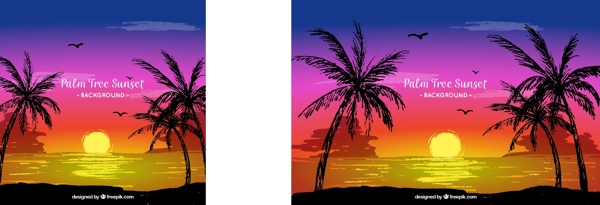 棕櫚樹(shù)椰樹(shù)夕陽(yáng)風(fēng)景背景