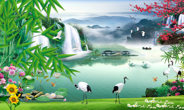 風(fēng)景元素背景墻