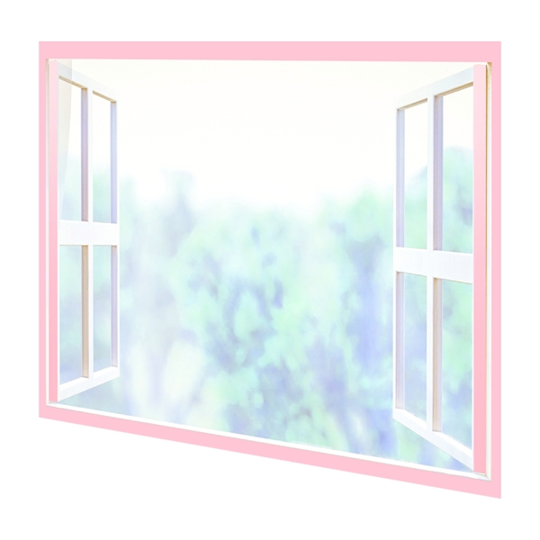 粉色绿色清新淡雅唯美窗户风景窗外免扣png
