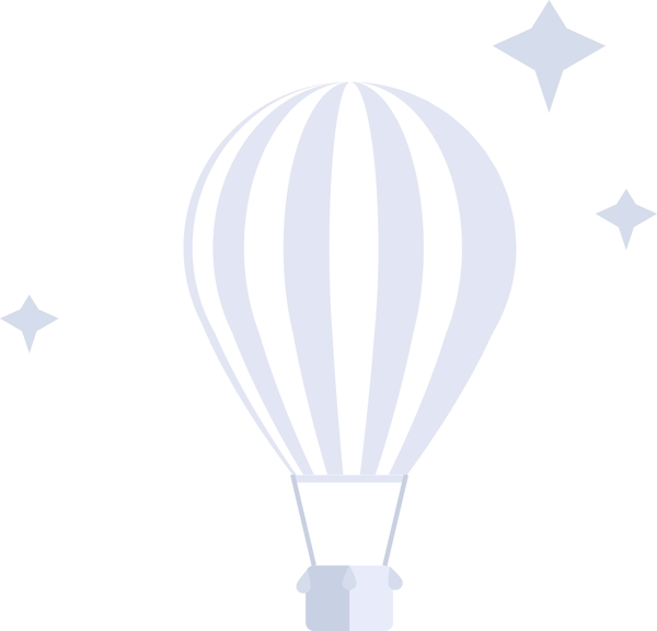 热气球星星淡色卡通扁平背景装饰元素