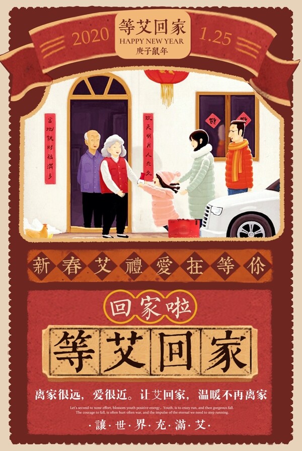 春节过年回家送礼贴画海报