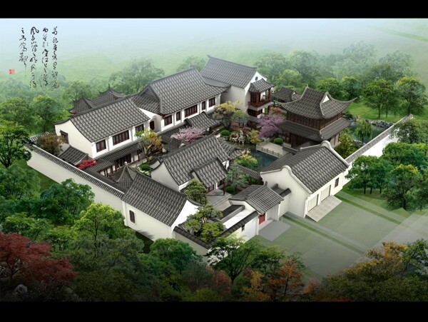古建景觀效果圖圖片