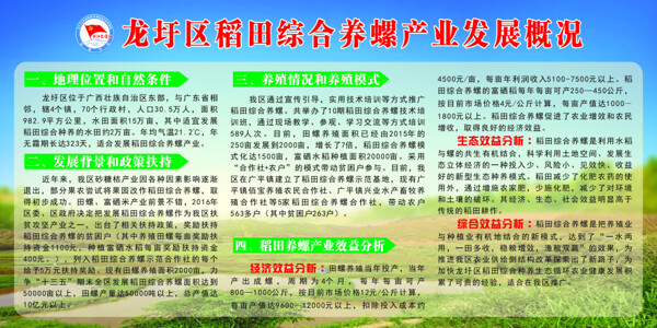 稻田綜合養(yǎng)螺產(chǎn)業(yè)發(fā)展概況展板