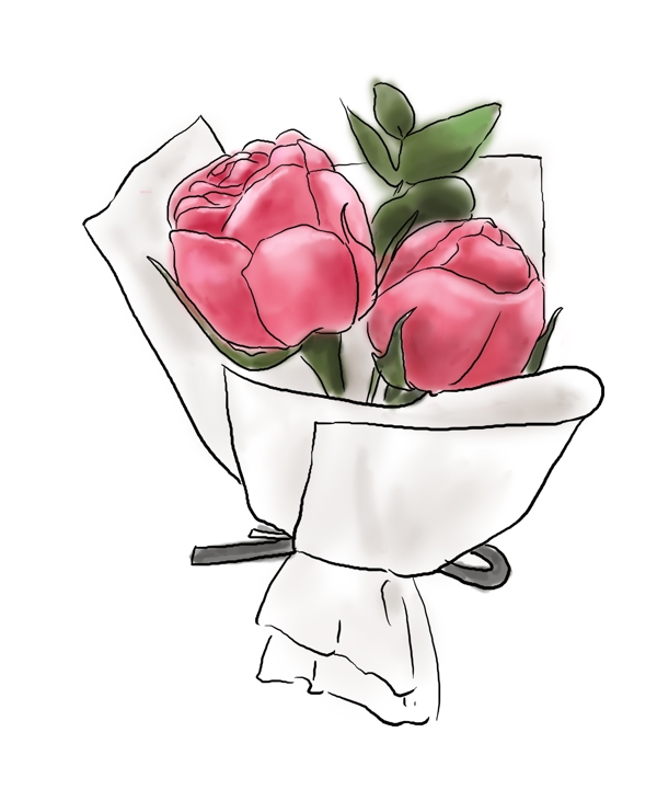 520手绘粉色玫瑰花