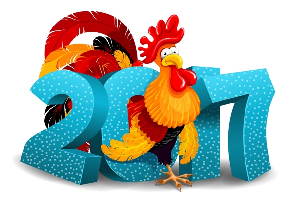 雞年圣誕節(jié)新年矢量素材