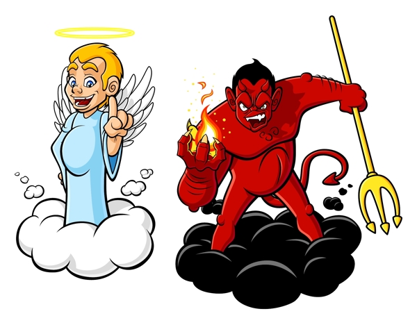 天使恶魔正义邪恶卡通图片