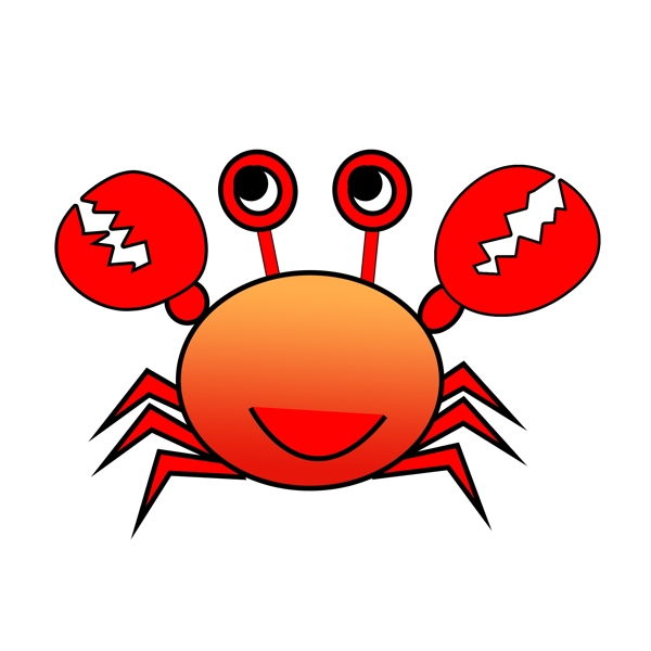 大闸蟹之卡通可爱红色渐变小螃蟹