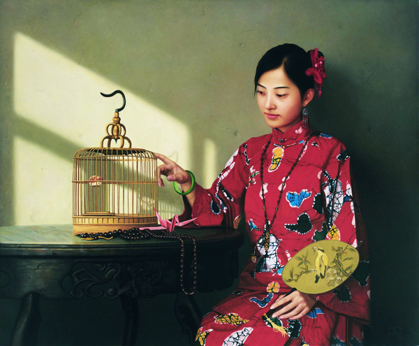 美女中国油画图片