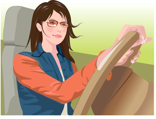 開車的女人矢量素材