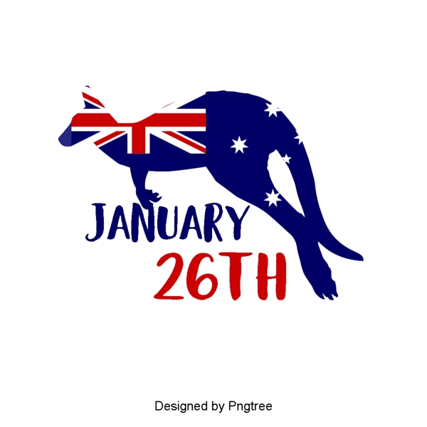 澳大利亚国旗袋鼠蓝色红色星星字体设计