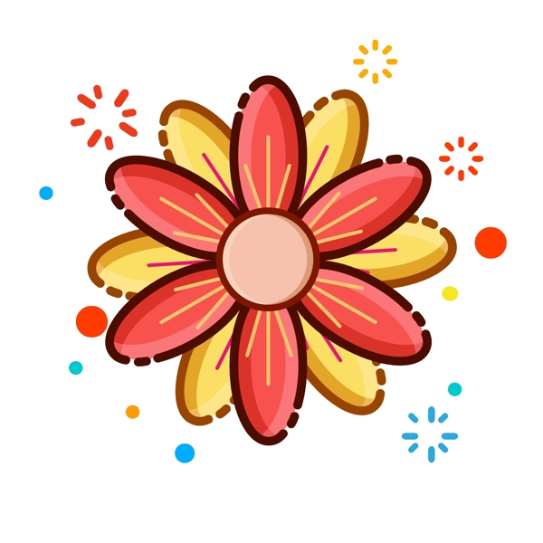 MBE卡通手绘彩色花朵植物