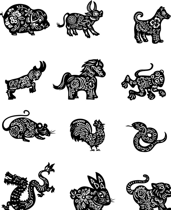12生肖剪紙圖片
