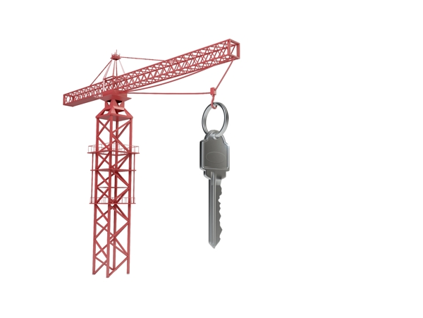 吊钥匙的塔吊创意设计PSD分层素材