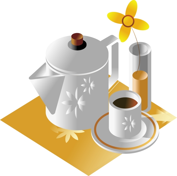 韩国咖啡壶咖啡杯矢量AI格式