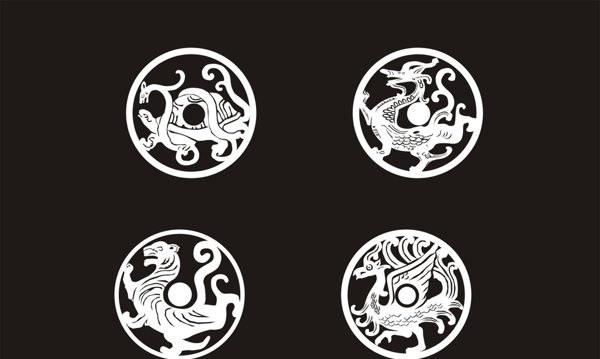 四圣瓦當(dāng)圖案