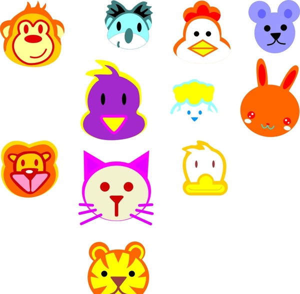 卡通動物頭圖片