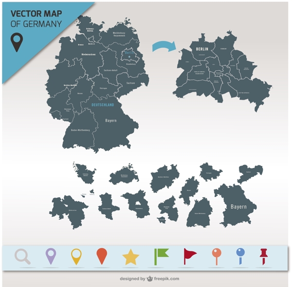 德国地图和地图点