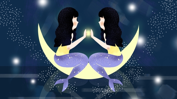 十二星座雙魚座原創(chuàng)插畫