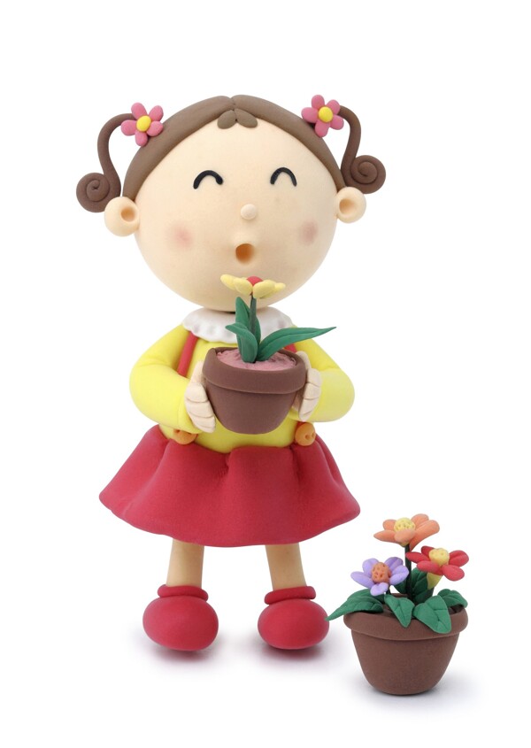 拿著花盆的小女生